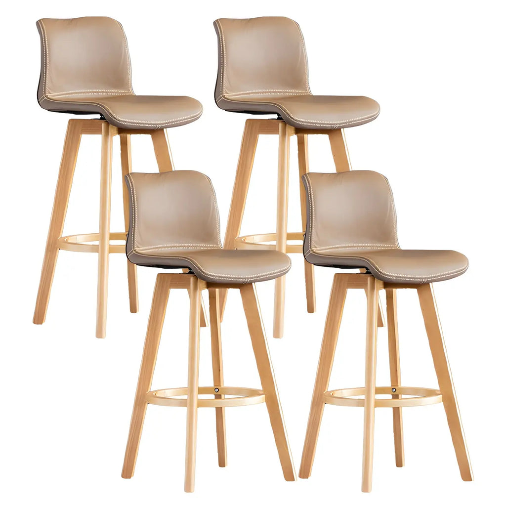 Mid-Century Distressed Leather Swivel Bar Stool with Back