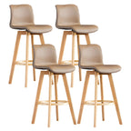 Mid-Century Distressed Leather Swivel Bar Stool with Back