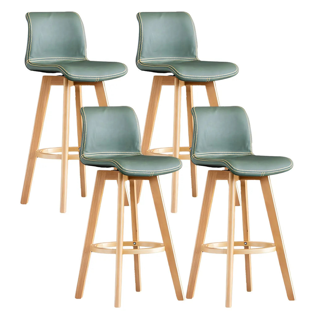 Mid-Century Distressed Leather Swivel Bar Stool with Back