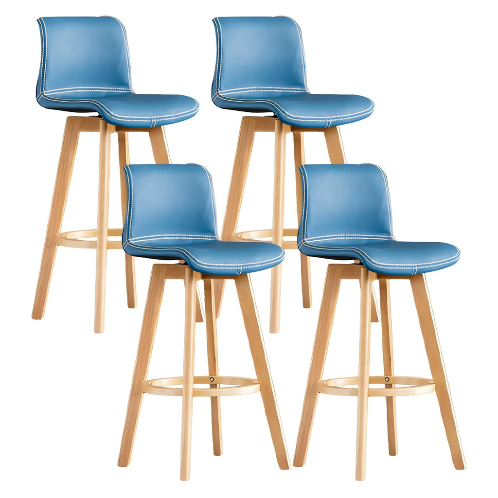Mid-Century Distressed Leather Swivel Bar Stool with Back