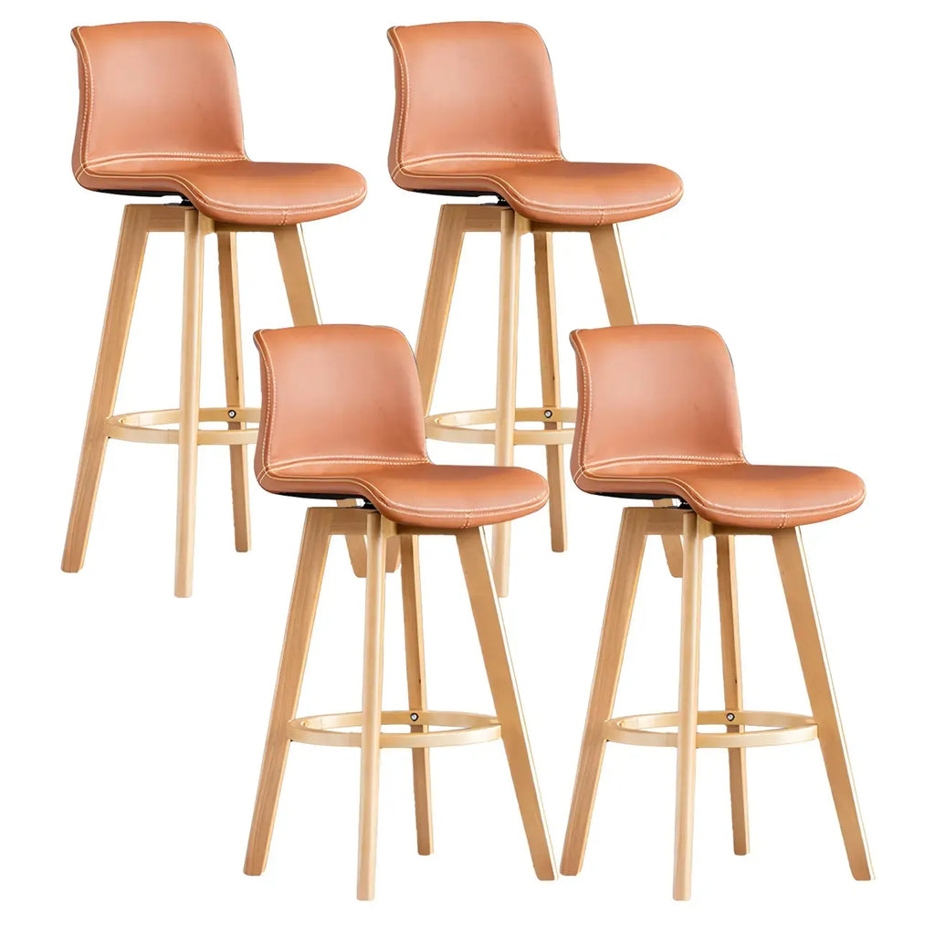 Mid-Century Distressed Leather Swivel Bar Stool with Back