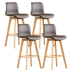 Mid-Century Distressed Leather Swivel Bar Stool with Back