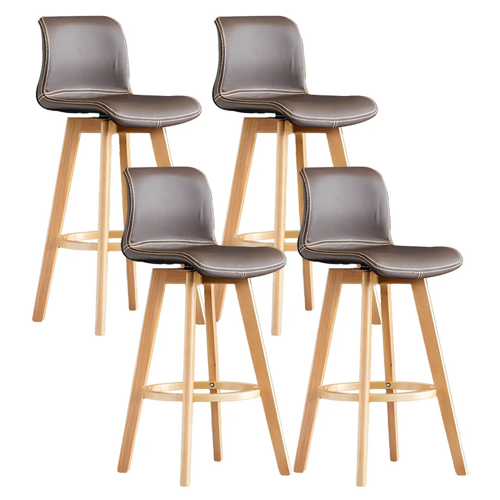 Mid-Century Distressed Leather Swivel Bar Stool with Back