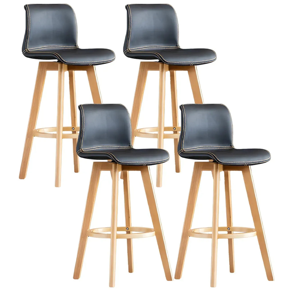 Mid-Century Distressed Leather Swivel Bar Stool with Back