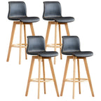 Mid-Century Distressed Leather Swivel Bar Stool with Back