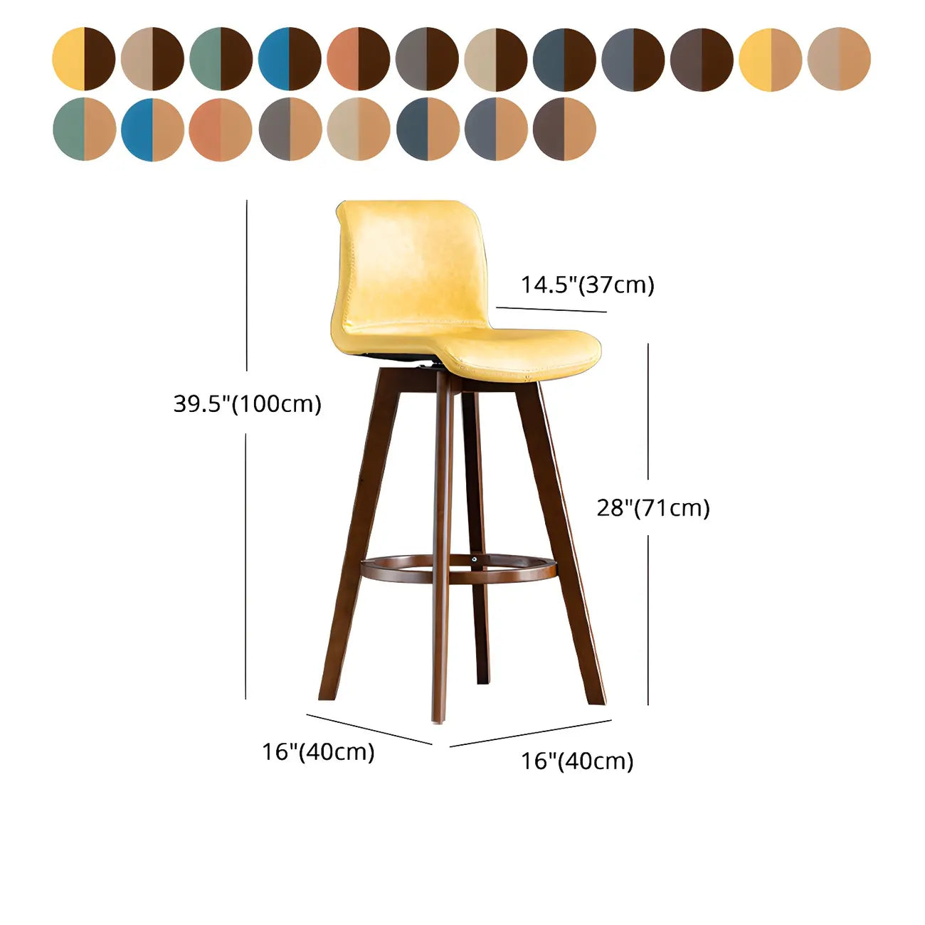 Mid-Century Distressed Leather Swivel Bar Stool with Back