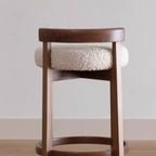 Glam Wooden Cushioned Bar Stools with Round Seat for Home Bar