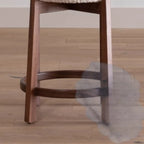 Glam Wooden Cushioned Bar Stools with Round Seat for Home Bar