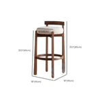 Glam Wooden Cushioned Bar Stools with Round Seat for Home Bar