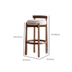 Glam Wooden Cushioned Bar Stools with Round Seat for Home Bar