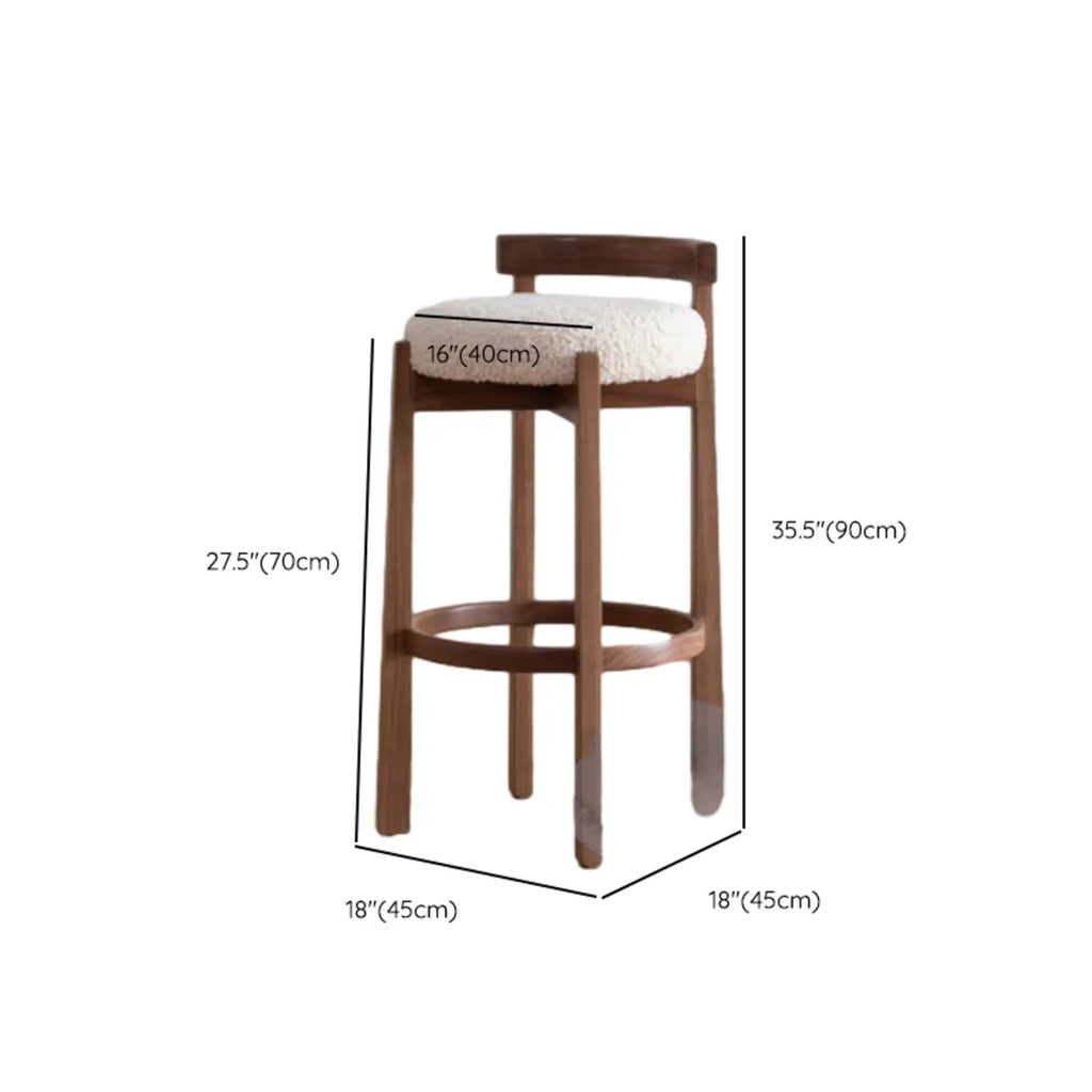 Glam Wooden Cushioned Bar Stools with Round Seat for Home Bar
