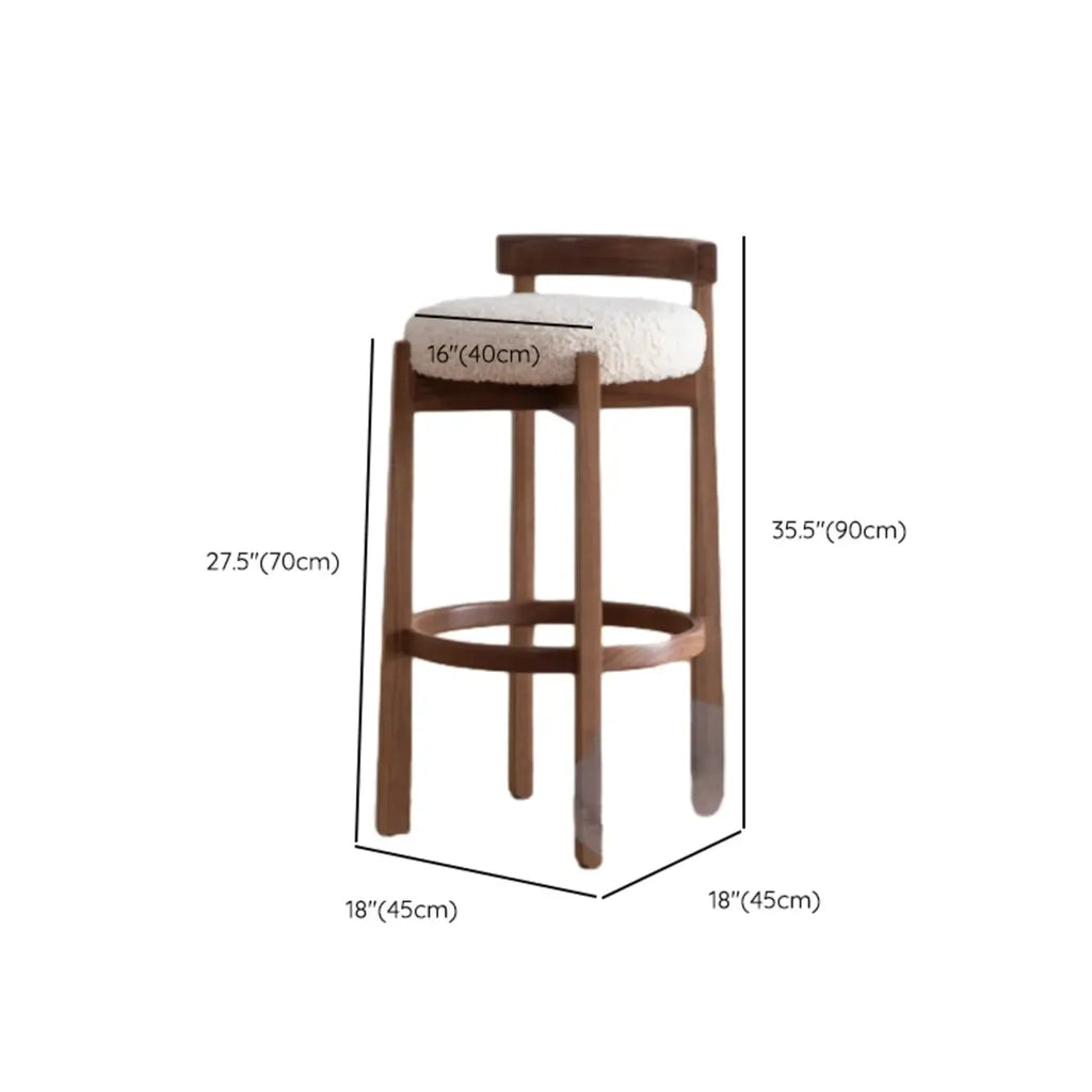 Glam Wooden Cushioned Bar Stools with Round Seat for Home Bar