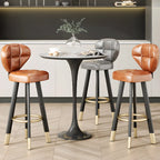 Modern Tufted Counter Height Bar Stools with Metal Footrest
