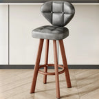 Modern Tufted Counter Height Bar Stools with Metal Footrest