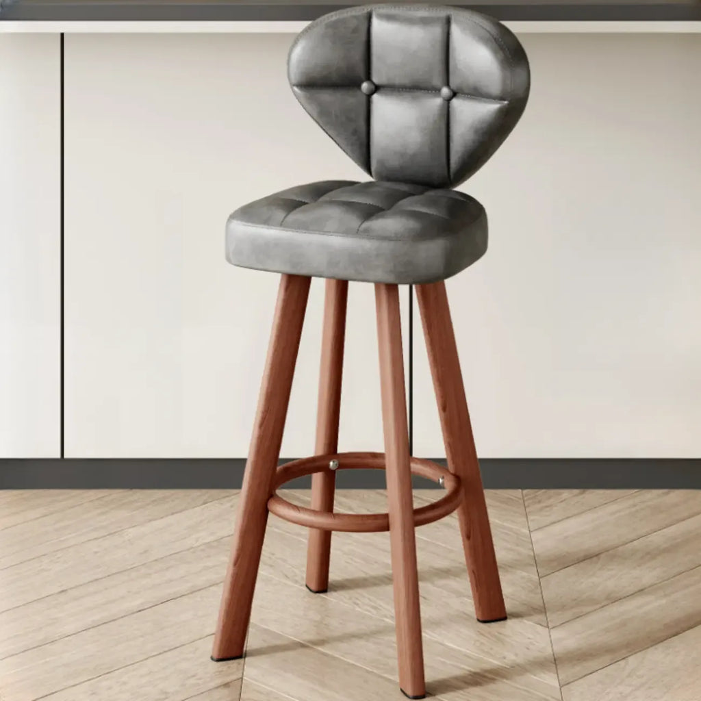 Modern Tufted Counter Height Bar Stools with Metal Footrest