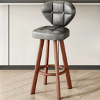 Modern Tufted Counter Height Bar Stools with Metal Footrest