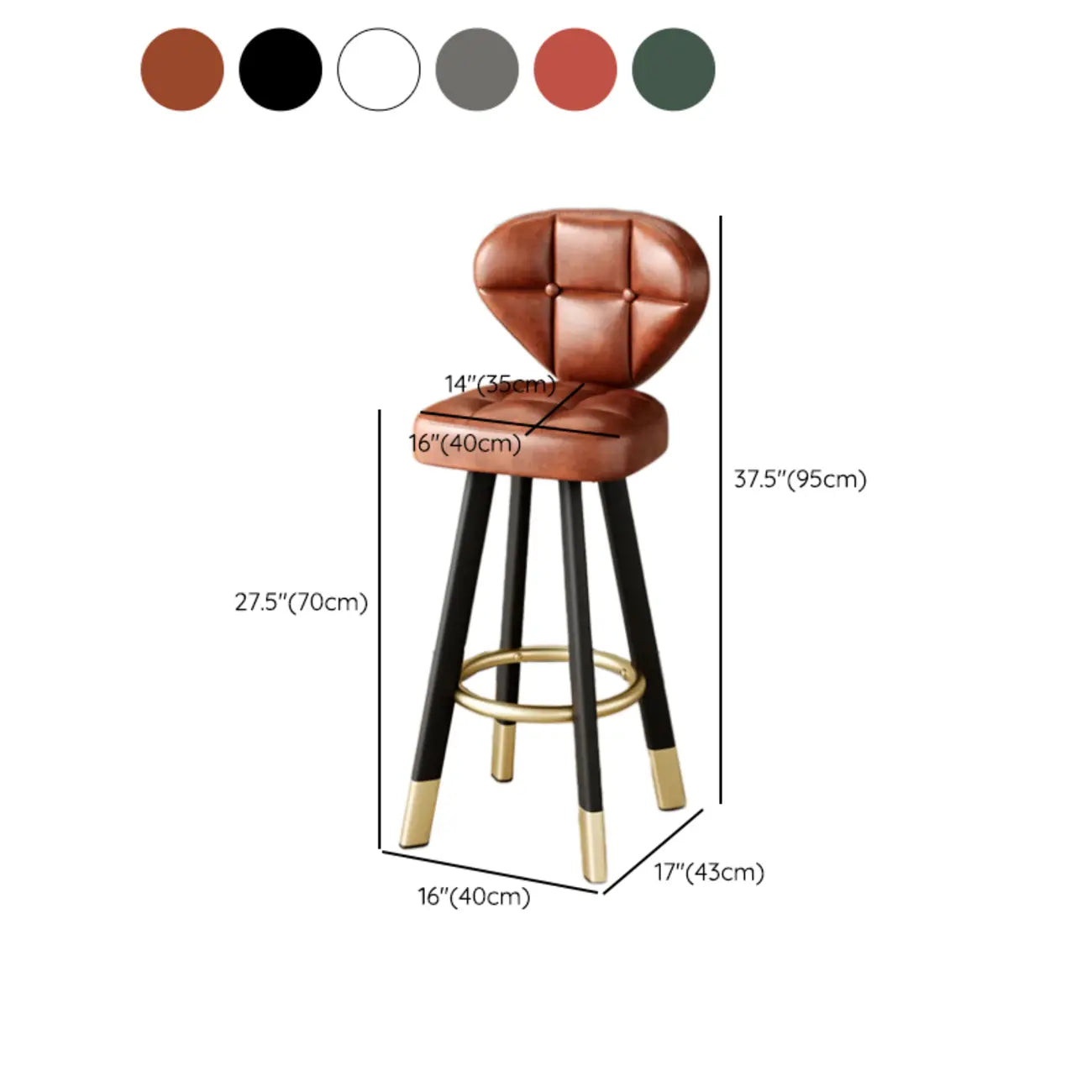 Modern Tufted Counter Height Bar Stools with Metal Footrest