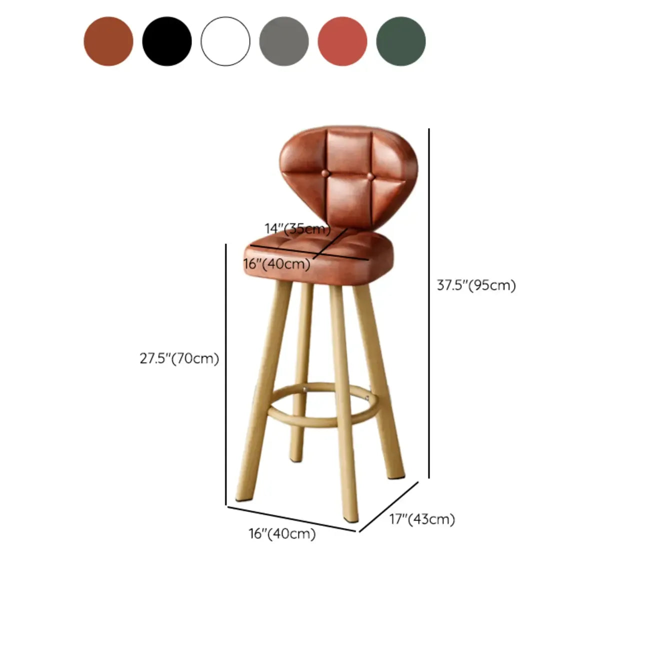 Modern Tufted Counter Height Bar Stools with Metal Footrest