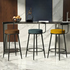 Glam Metal Upholstered Bar Stools with Open Low Back for Kitchen