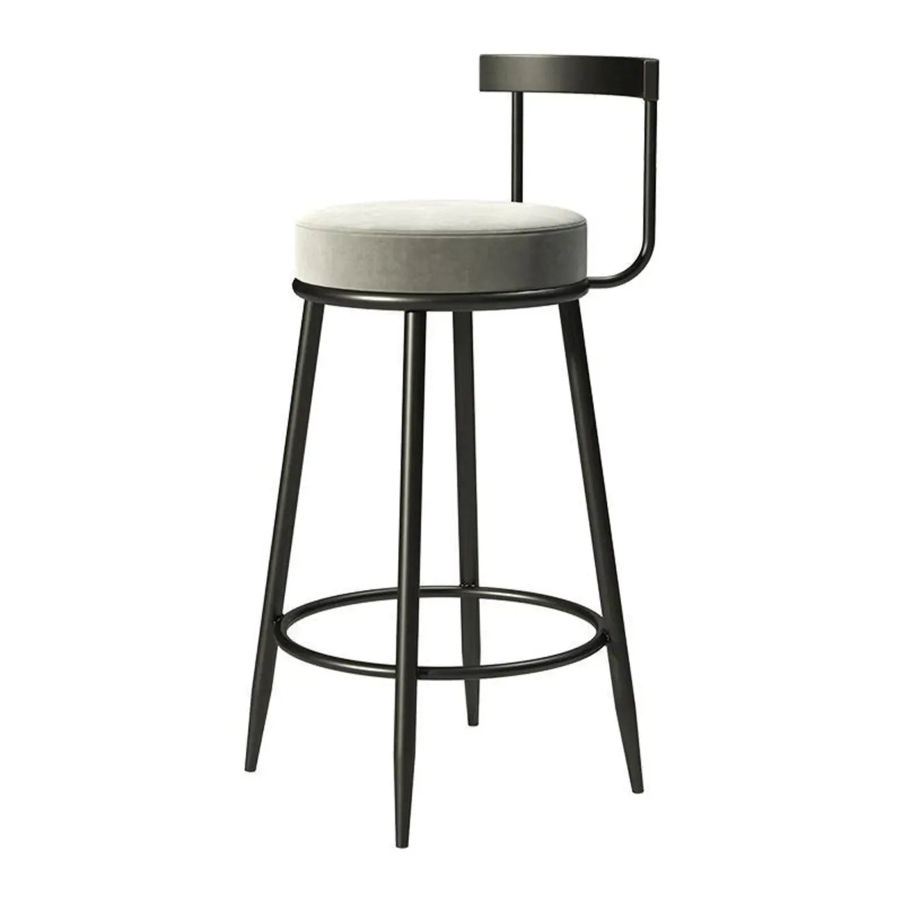 Glam Metal Upholstered Bar Stools with Open Low Back for Kitchen