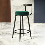 Glam Metal Upholstered Bar Stools with Open Low Back for Kitchen