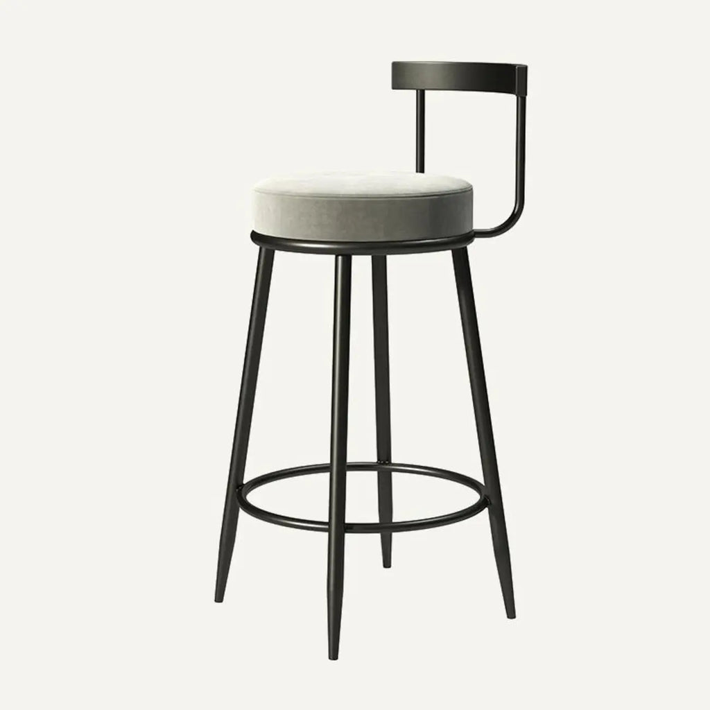 Glam Metal Upholstered Bar Stools with Open Low Back for Kitchen