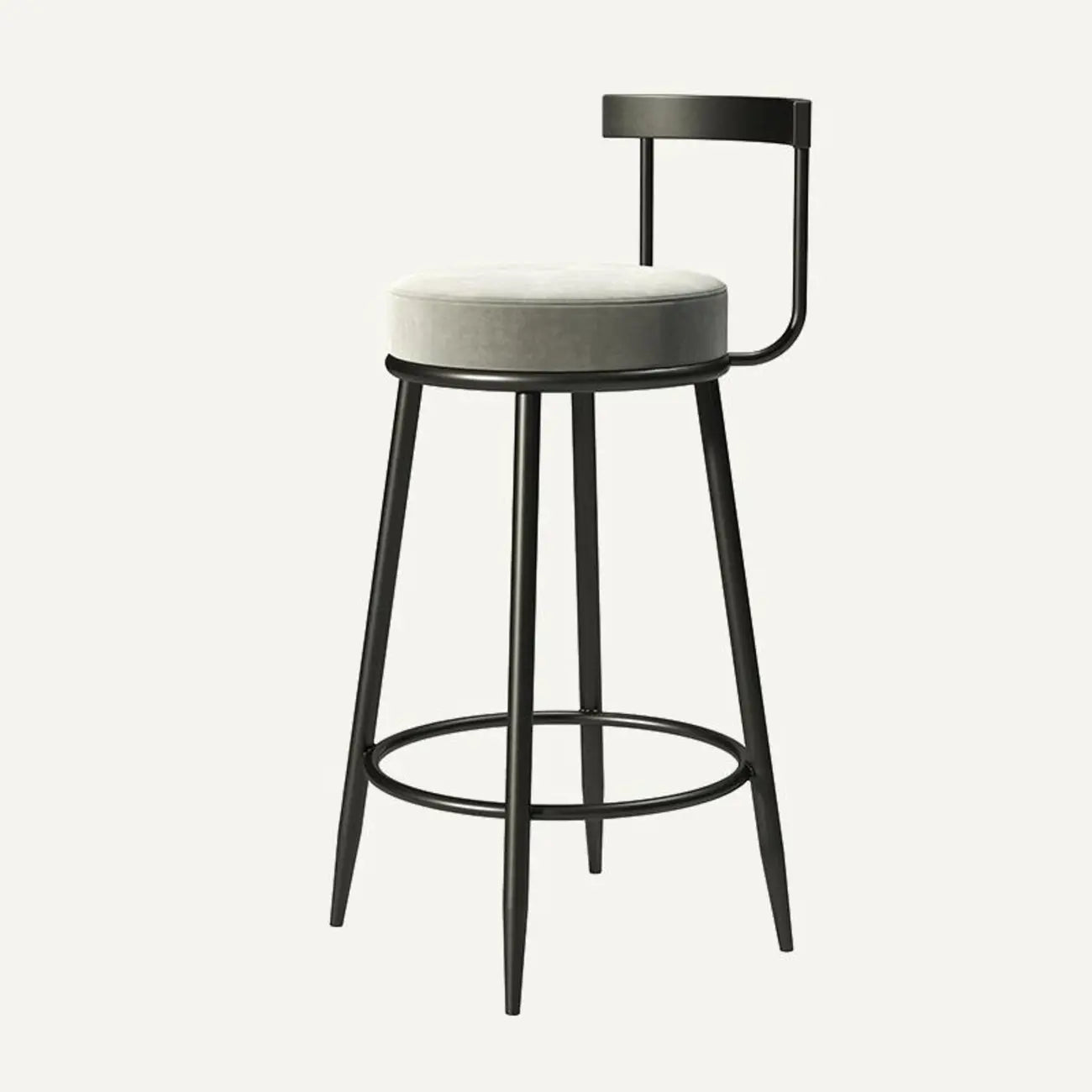 Glam Metal Upholstered Bar Stools with Open Low Back for Kitchen