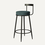 Glam Metal Upholstered Bar Stools with Open Low Back for Kitchen