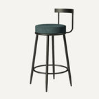 Glam Metal Upholstered Bar Stools with Open Low Back for Kitchen