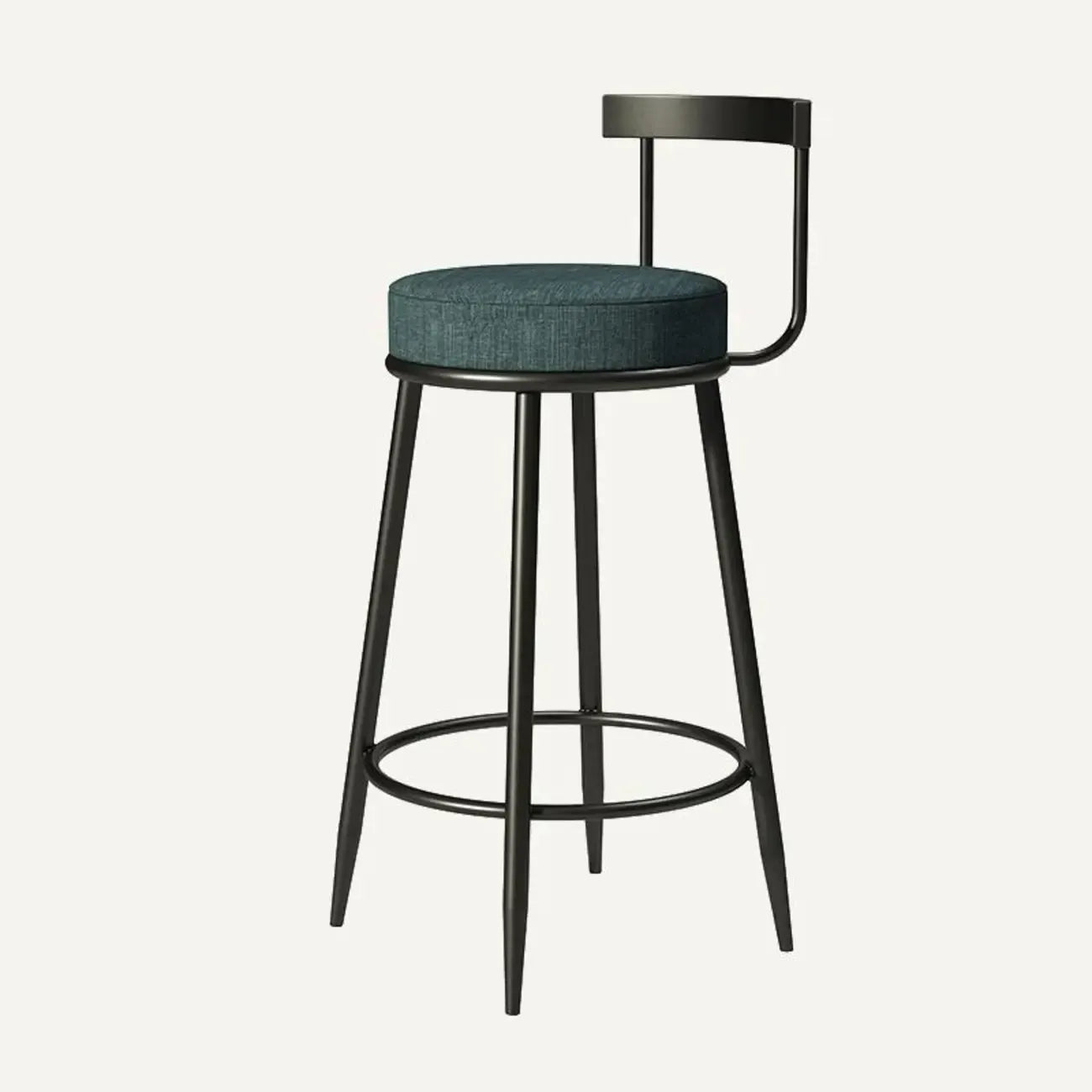 Glam Metal Upholstered Bar Stools with Open Low Back for Kitchen