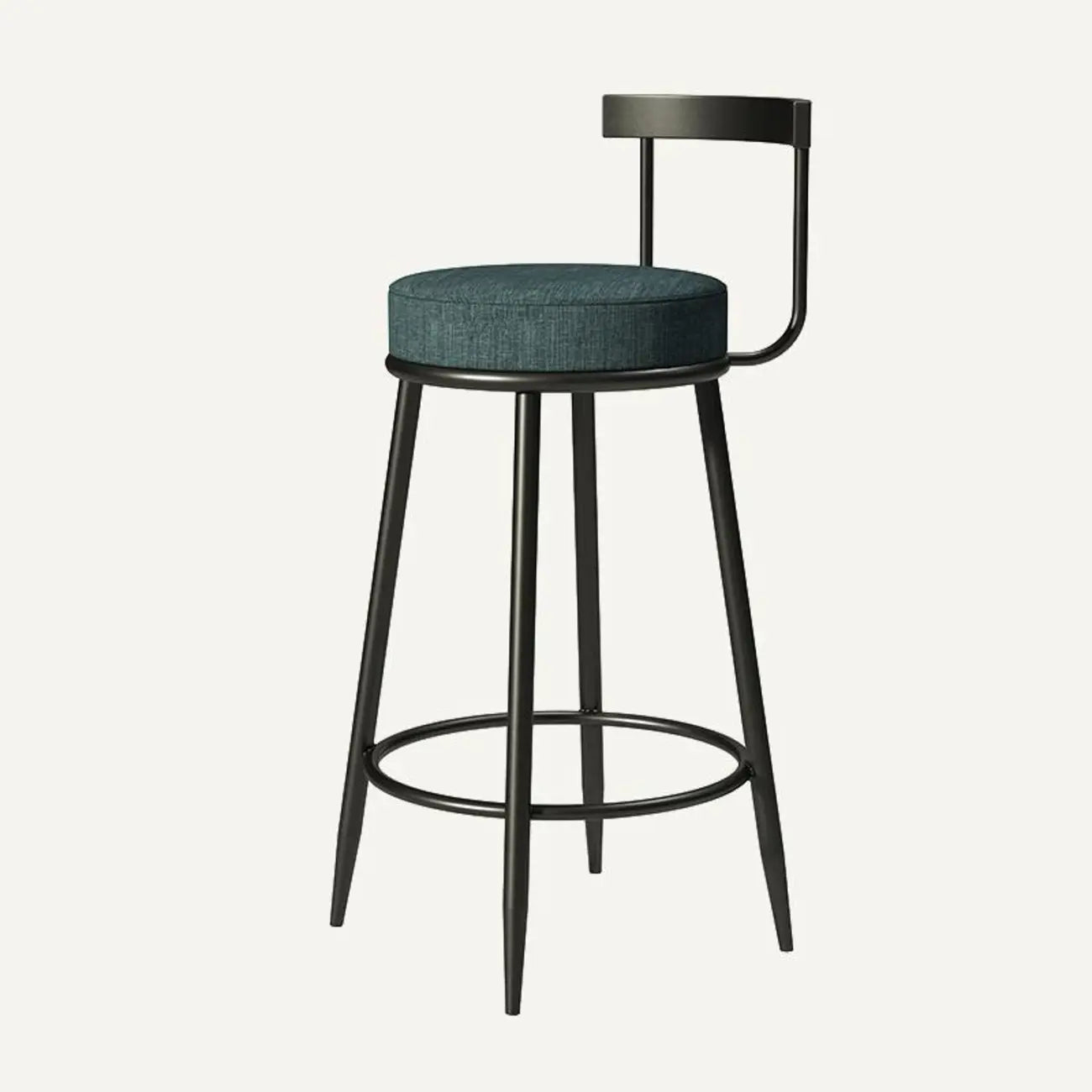 Glam Metal Upholstered Bar Stools with Open Low Back for Kitchen