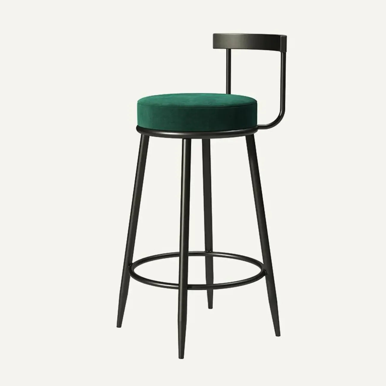 Glam Metal Upholstered Bar Stools with Open Low Back for Kitchen