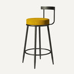 Glam Metal Upholstered Bar Stools with Open Low Back for Kitchen