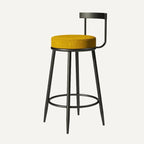 Glam Metal Upholstered Bar Stools with Open Low Back for Kitchen
