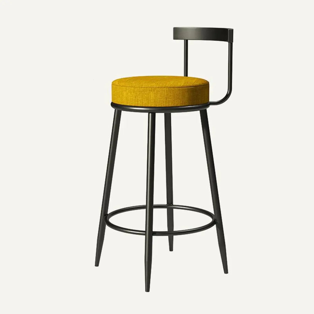 Glam Metal Upholstered Bar Stools with Open Low Back for Kitchen