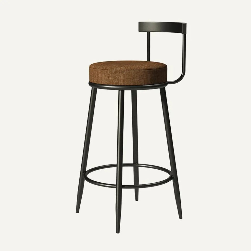 Glam Metal Upholstered Bar Stools with Open Low Back for Kitchen
