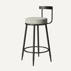 Glam Metal Upholstered Bar Stools with Open Low Back for Kitchen