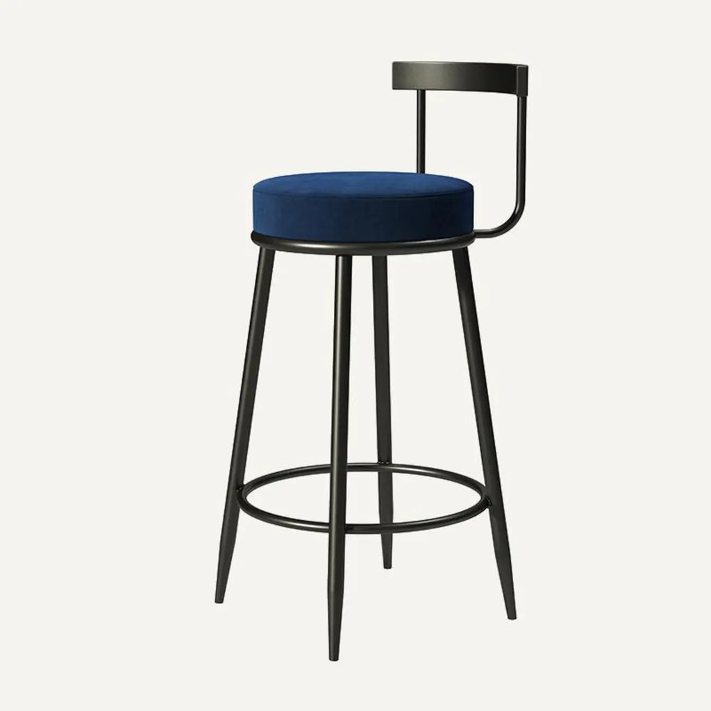 Glam Metal Upholstered Bar Stools with Open Low Back for Kitchen