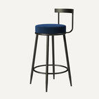 Glam Metal Upholstered Bar Stools with Open Low Back for Kitchen