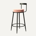 Glam Metal Upholstered Bar Stools with Open Low Back for Kitchen