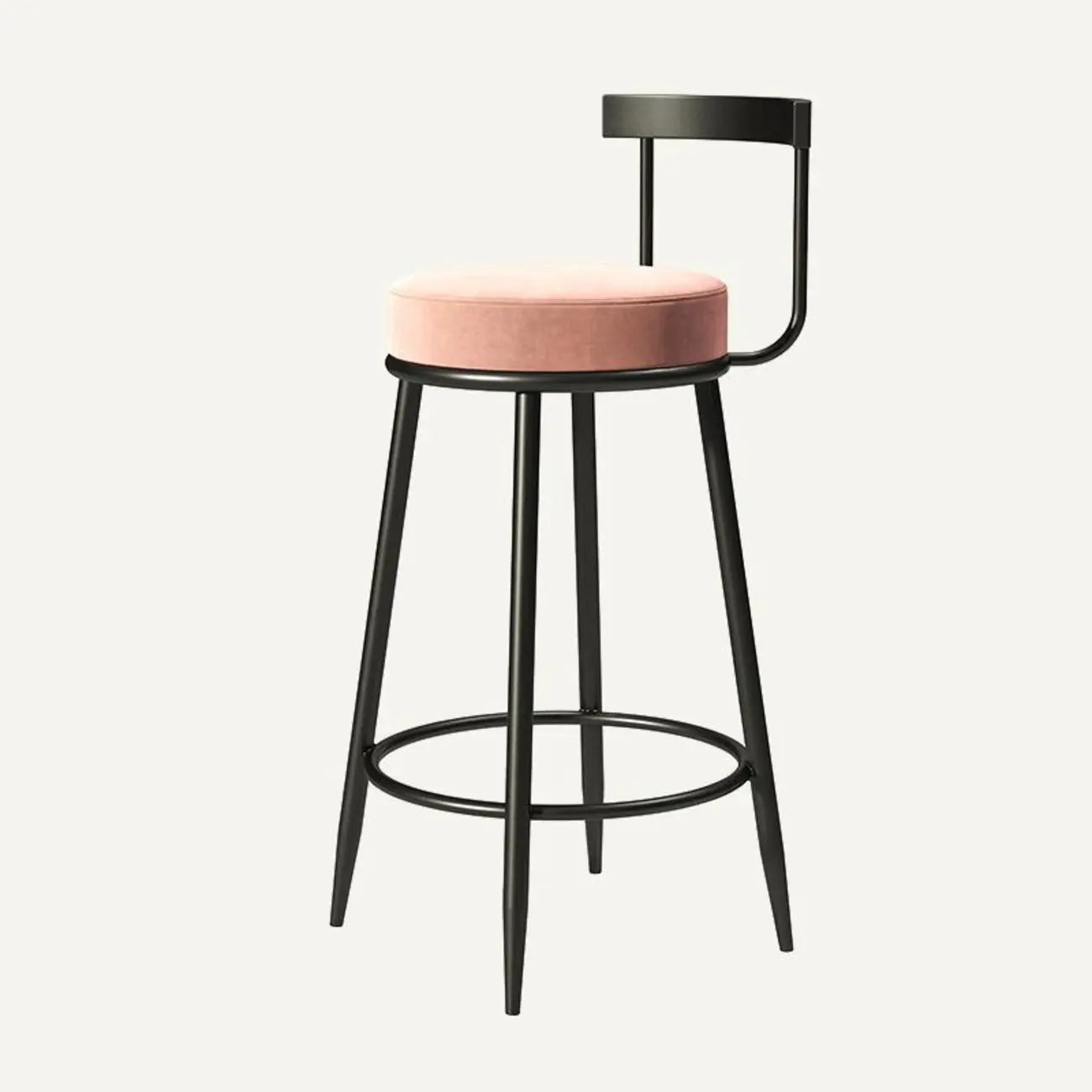 Glam Metal Upholstered Bar Stools with Open Low Back for Kitchen