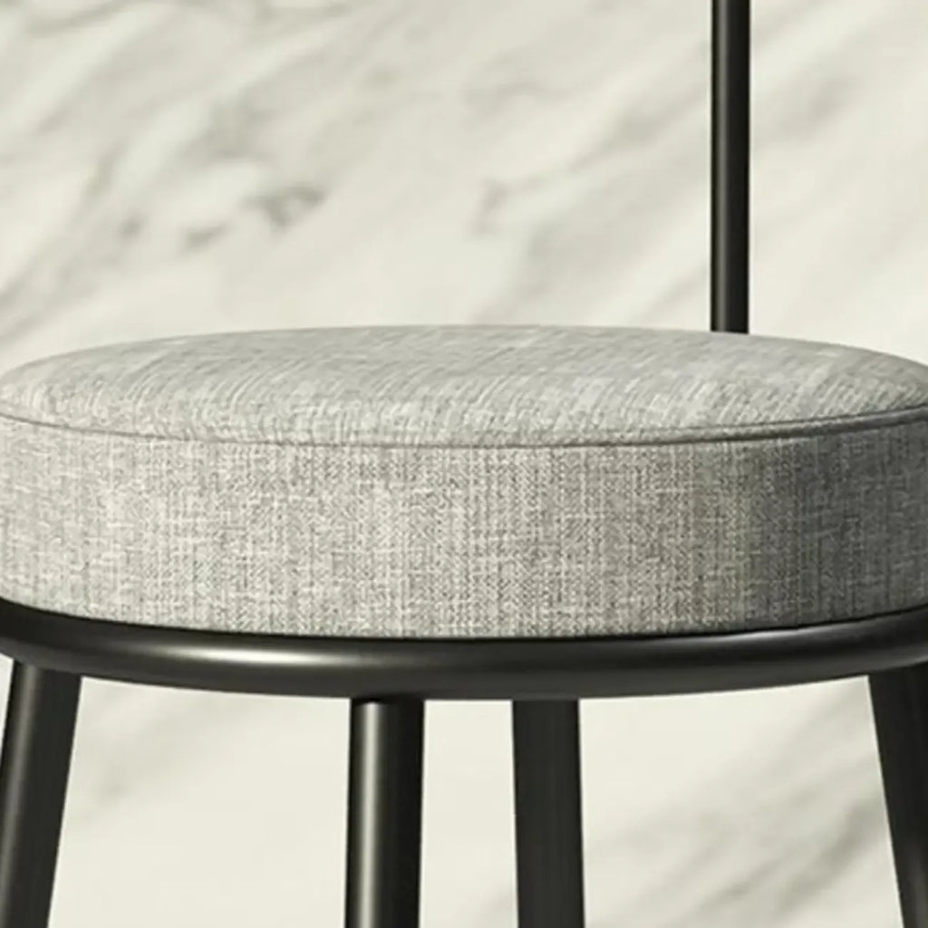 Glam Metal Upholstered Bar Stools with Open Low Back for Kitchen