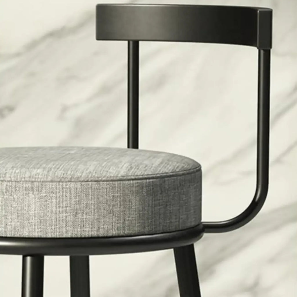 Glam Metal Upholstered Bar Stools with Open Low Back for Kitchen