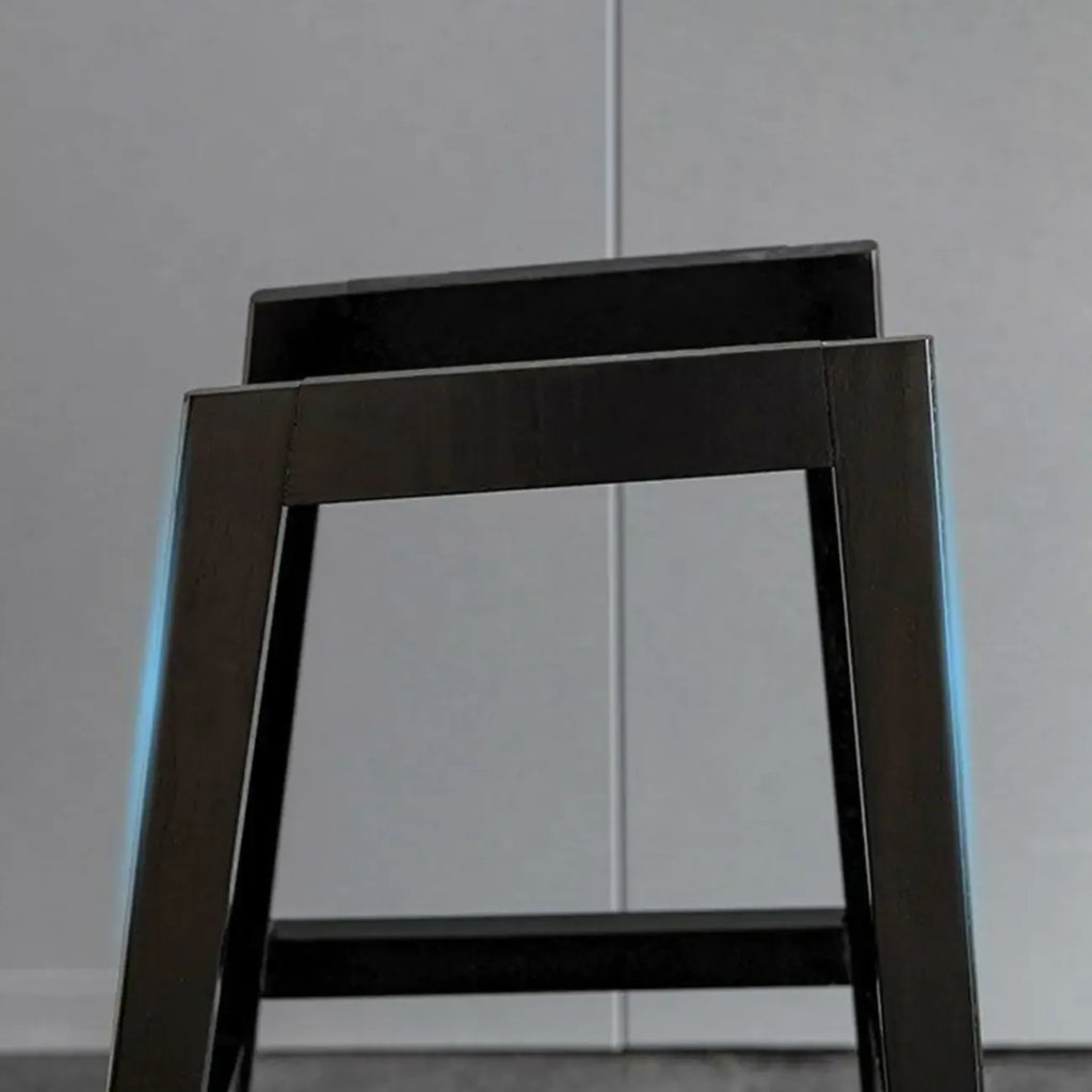 Modern Wood Tufted Upholstered Leather Bar Stool