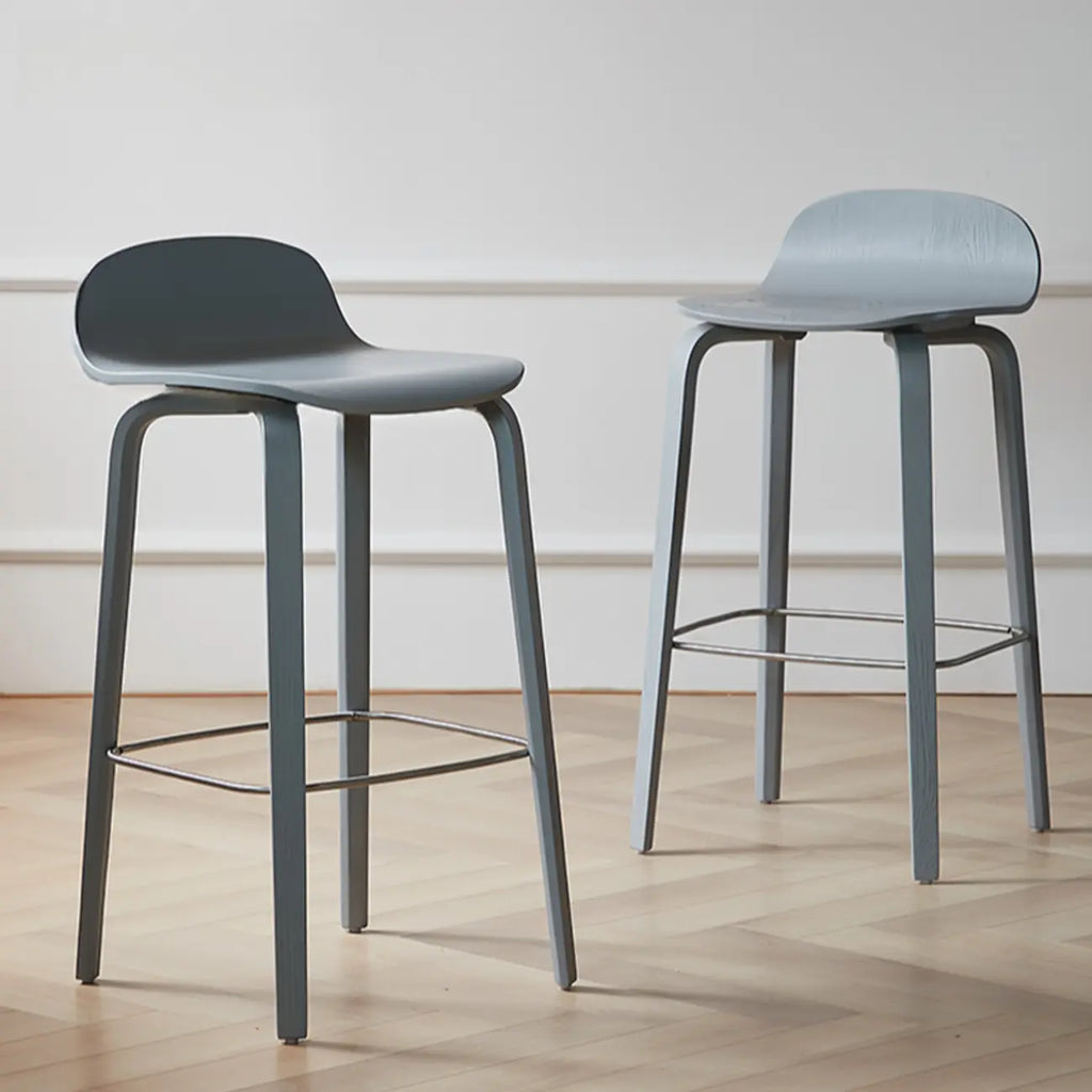 Minimalist Wooden Bar Stools with Footrest for Kitchen