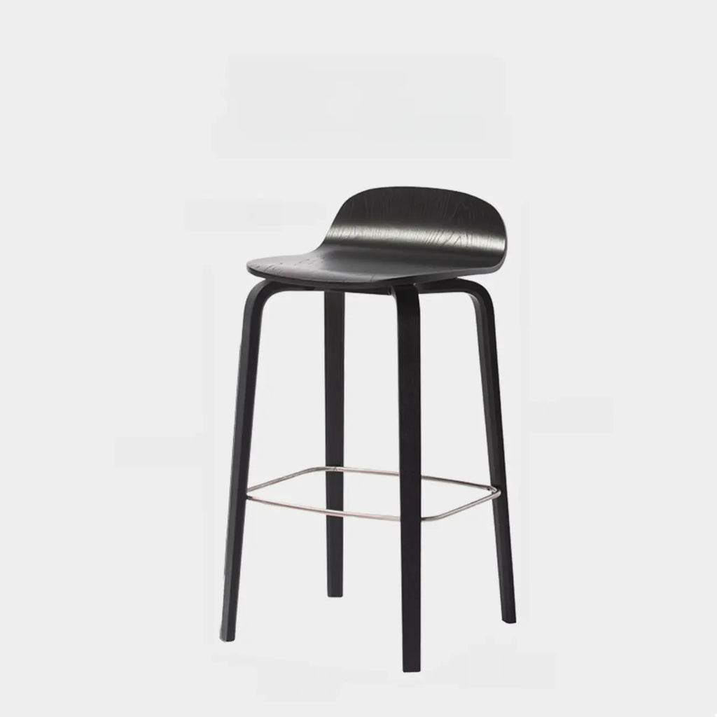 Minimalist Wooden Bar Stools with Footrest for Kitchen