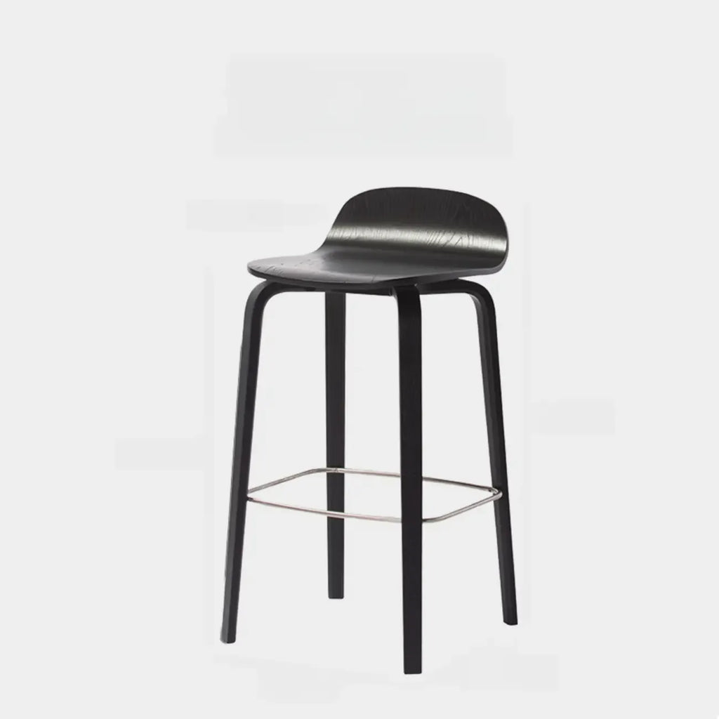 Minimalist Wooden Bar Stools with Footrest for Kitchen