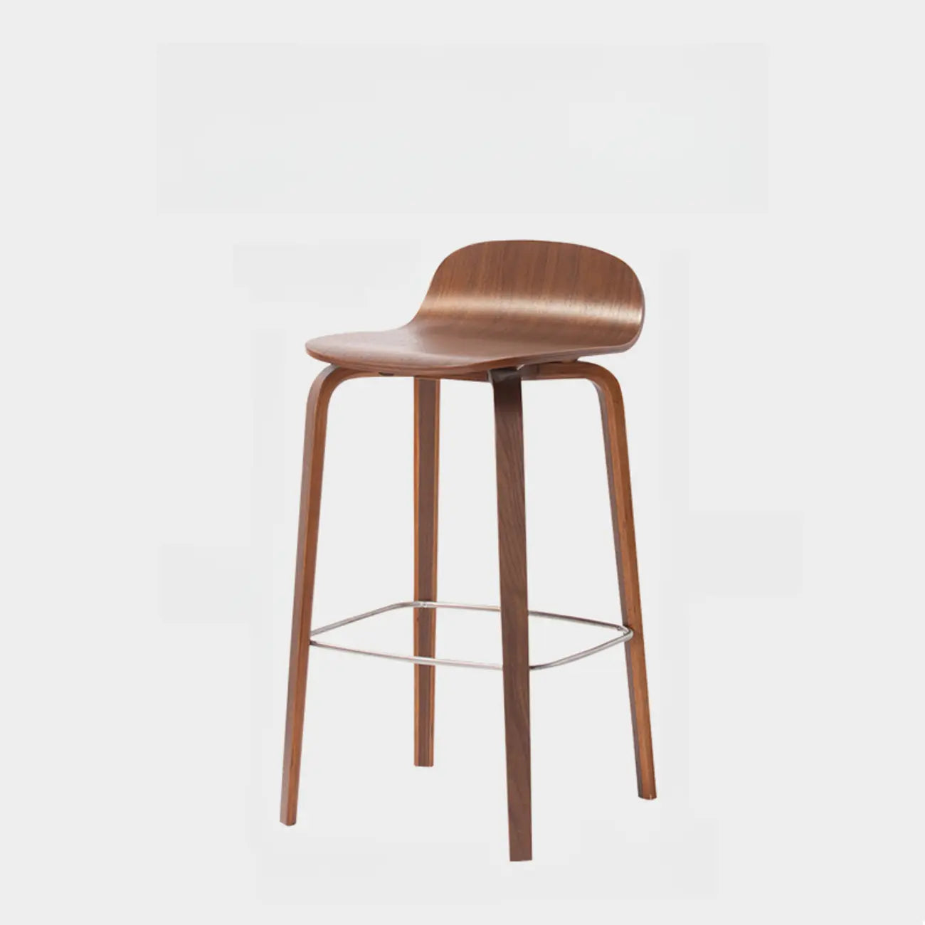 Minimalist Wooden Bar Stools with Footrest for Kitchen