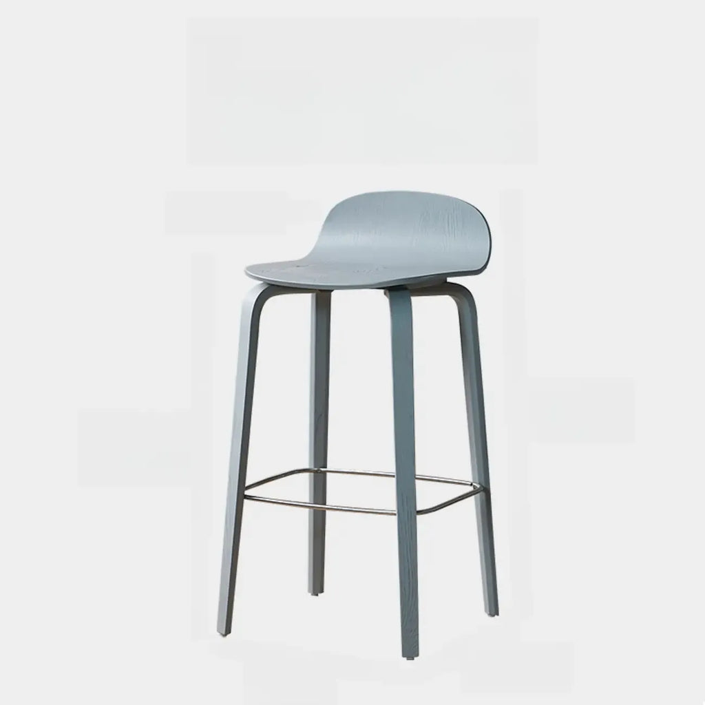 Minimalist Wooden Bar Stools with Footrest for Kitchen