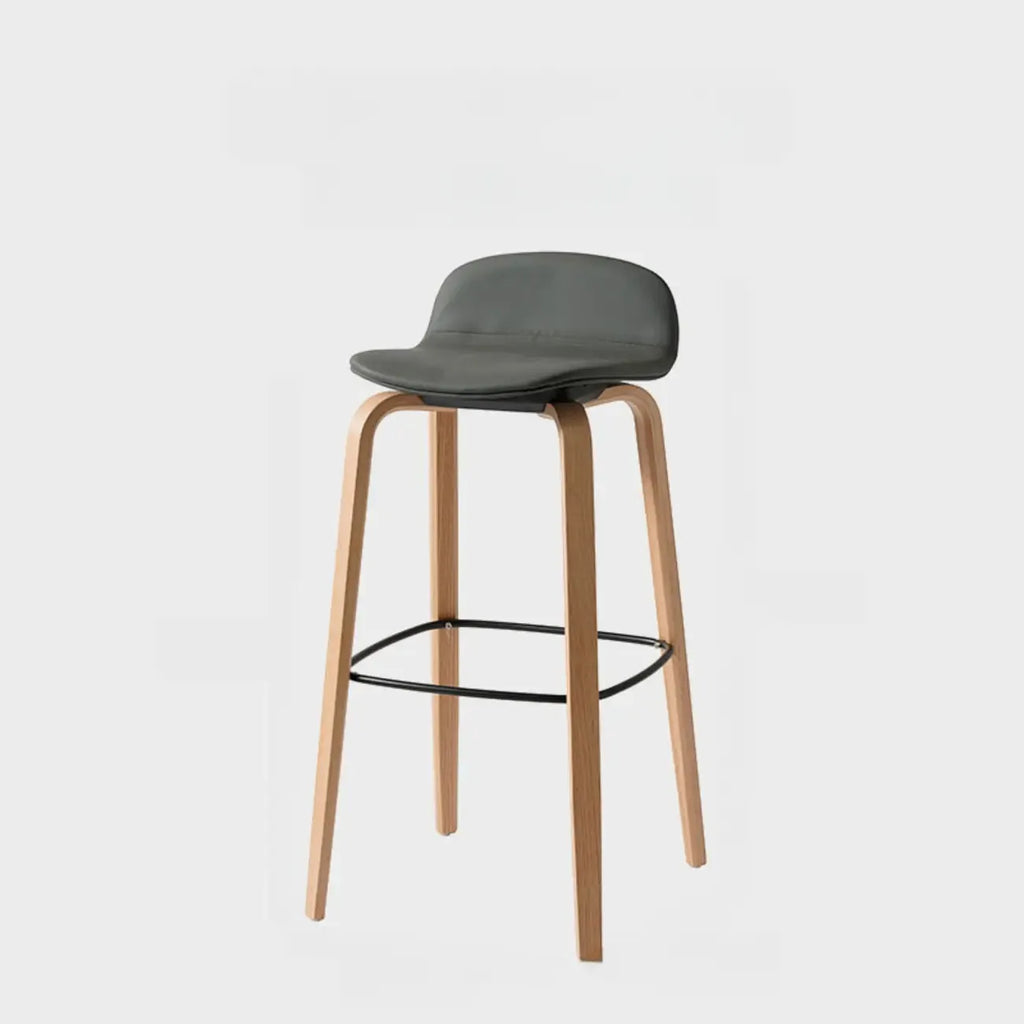 Minimalist Wooden Bar Stools with Footrest for Kitchen